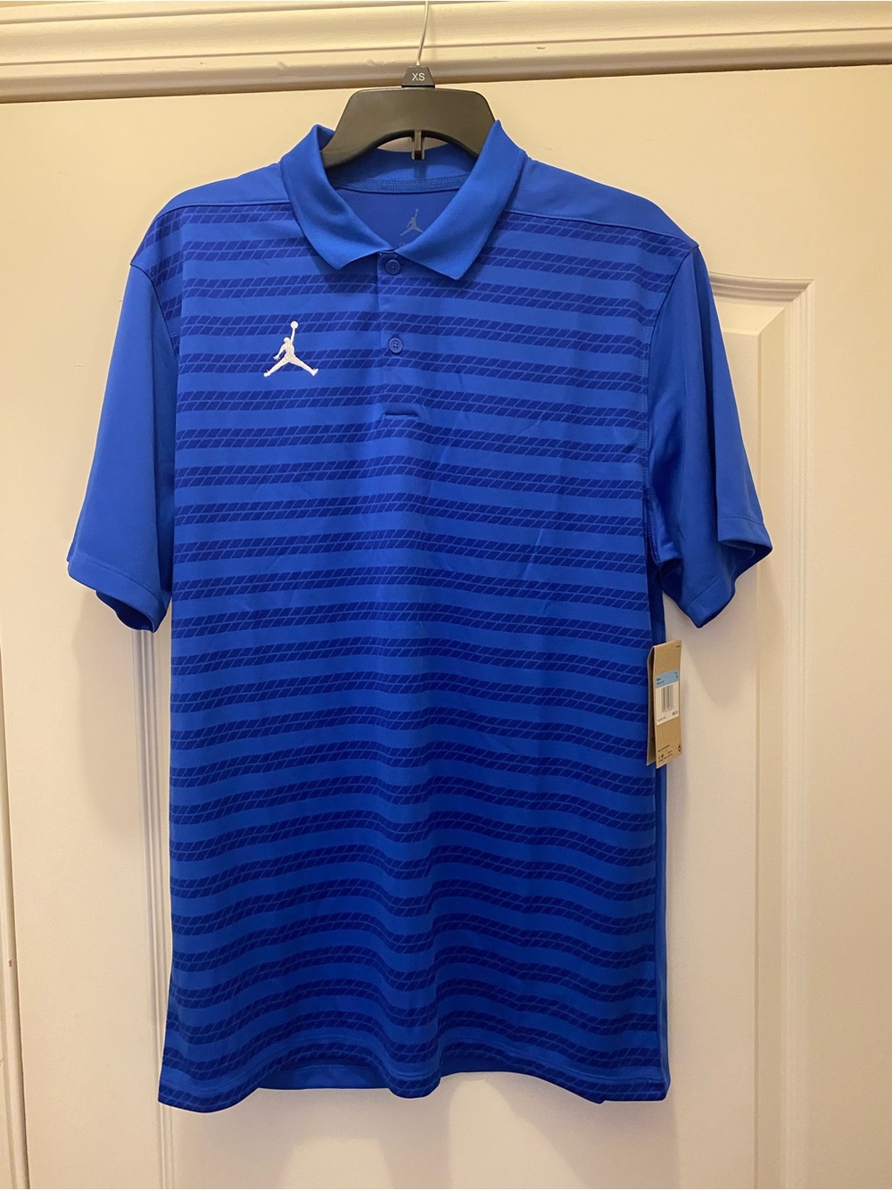 Jordan Men’s Royal Blue Striped Polo with White Jumpman